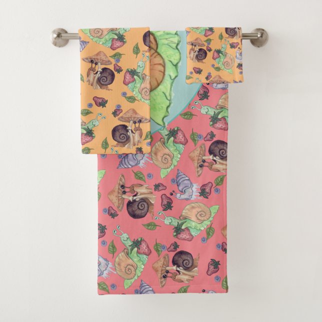 Stoppen und riechen Sie die Erdbeeren Schneckenmus Badhandtuch Set (Insitu)