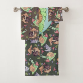 Stoppen und riechen Sie die Erdbeeren Schneckenmus Badhandtuch Set