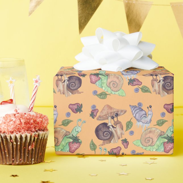 Stoppen und riechen Sie die Erdbeeren Schneckenmus Geschenkpapier (Geburtstagsparty)