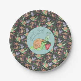 Stoppen und riechen Sie die Erdbeeren Schneckenmus Pappteller