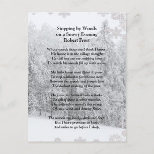 Stopping by Woods Snowy Evening Robert Frost Poem Postkarte