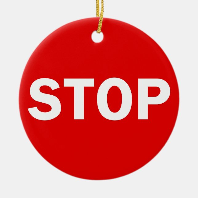 Stoppschild Keramik Ornament (Vorne)