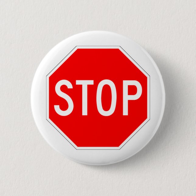 Stoppschild - Landstraßen-Hexagon Button (Vorderseite)