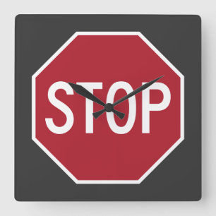 Stoppschild-quadratische Wanduhr