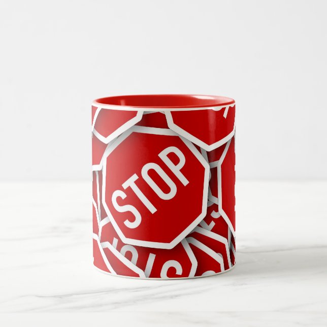 Stoppschild Zweifarbige Tasse (Mittel)