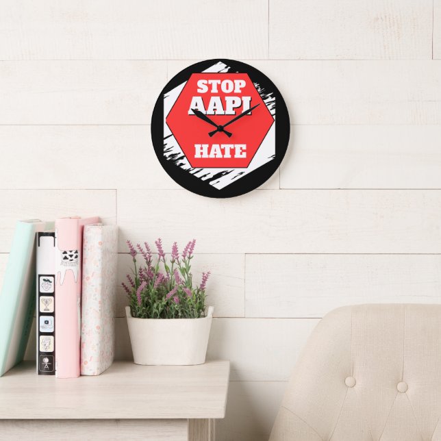 Stoppt AAPI-Hass Rechteckig Große Wanduhr (Lesesaal)