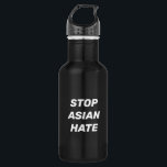 Stoppt das asiatische Hass, Schwarz-weiß Edelstahlflasche<br><div class="desc">Stopp Asian Hate,  Schwarz-weiße Edelstahl-Wasserflasche Stopp Gewalt gegen asiatische Menschen,  Stopp Covid 19 Corona Virus Hassverbrechen,  AAPI Community</div>