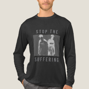 "Stoppt das Leiden" Schwarz-Grau-White-War-Grafik Tri-Blend Shirt