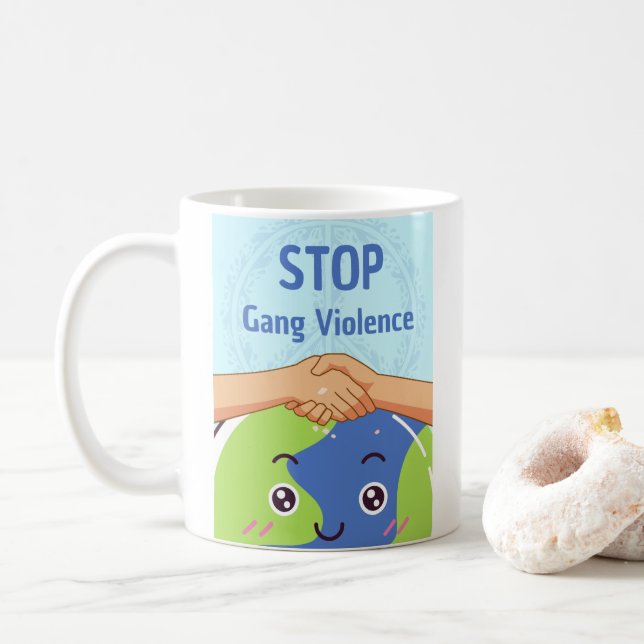 Stoppt den Gang-Gewalt-Handshake für den Frieden Kaffeetasse (Mit Donut)