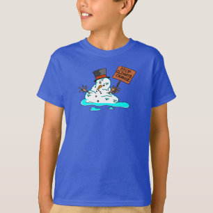 Stoppt den Klimawandel Schneemann schmelzen T-Shirt