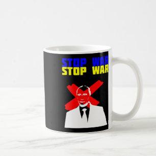 Stoppt den Krieg Anti Putin Gesicht Ukrainische Fl Kaffeetasse