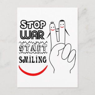 Stoppt den Krieg Big Lmile Zwei Finger-Friedens-Sy Postkarte