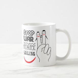 Stoppt den Krieg Big Lmile Zwei Finger-Friedens-Sy Tasse