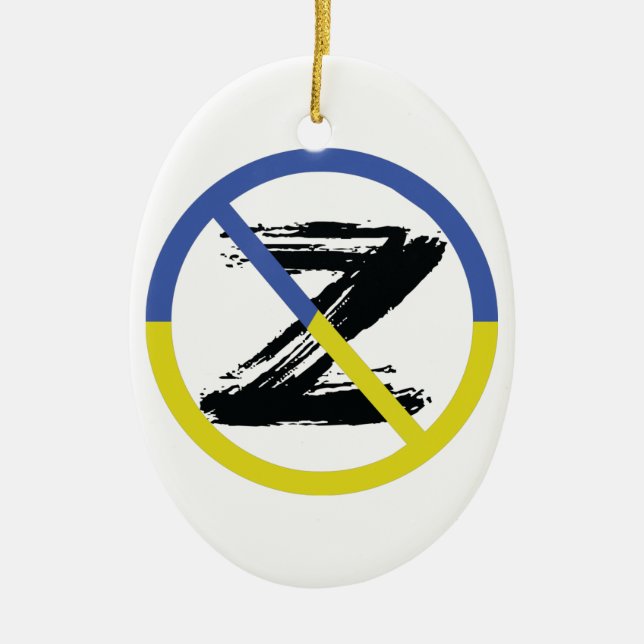 Stoppt den Krieg in der Ukraine Keuchhuhn Keramik Ornament (Vorne)