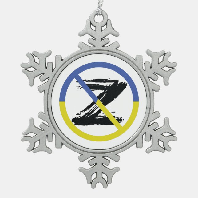 Stoppt den Krieg in der Ukraine Keuchhuhn Schneeflocken Zinn-Ornament (Vorderseite)