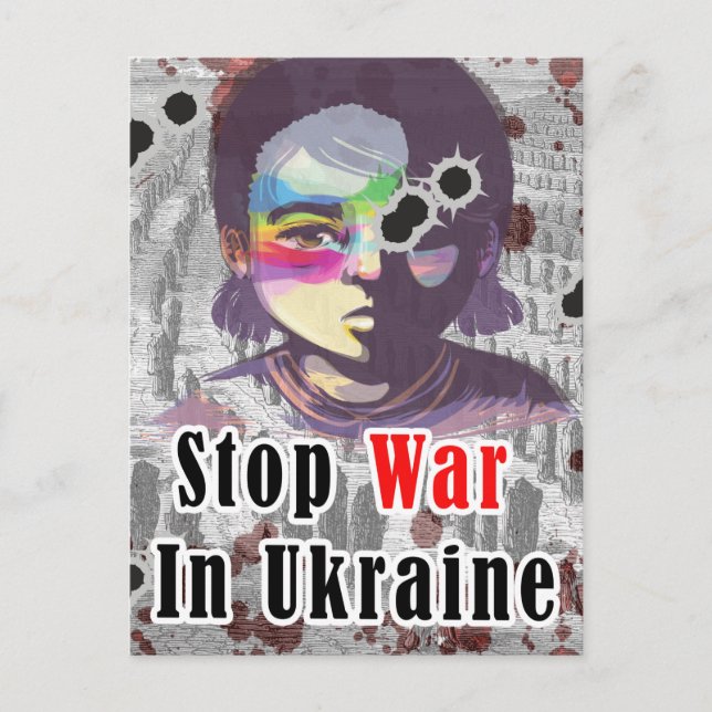 Stoppt den Krieg in der Ukraine Postkarte (Vorderseite)