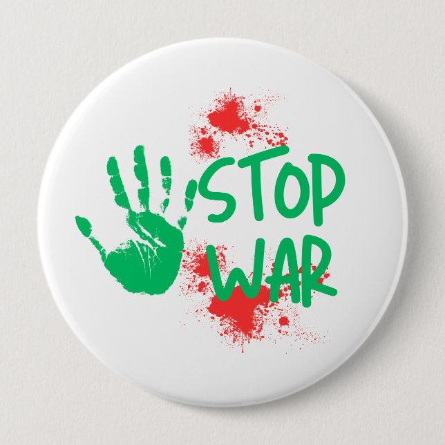 Stoppt den Krieg – Kühner Handabdruck Anti-Kriegs- Button (Vorderseite)