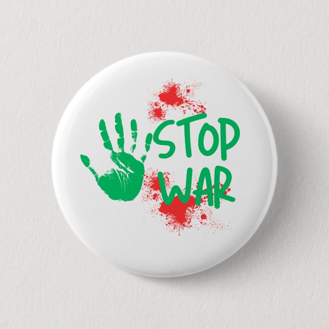 Stoppt den Krieg – Kühnes Handabdruck Anti-Kriegs- Button (Vorderseite)