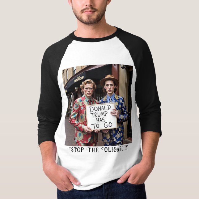Stoppt den Oligarchie-Dump Trump T-Shirt (Vorderseite)