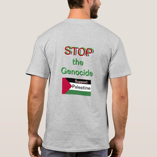 "Stoppt den Völkermord"Der T - Shirt der Männer (Rückseite)