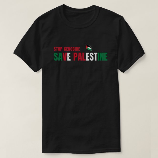 Stoppt den Völkermord Gerettet palästinensischer F T-Shirt (Design vorne)