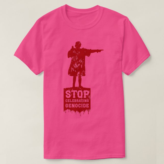 Stoppt die Feier der Genozid-Unterstützung der ame T-Shirt (Design vorne)