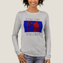 "Stoppt die Gewalt" Rot-Blau-Krieg-Grafik