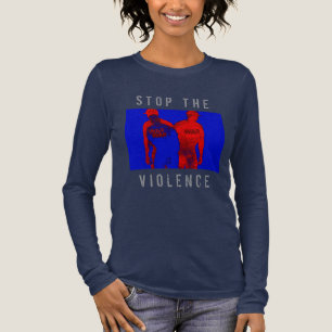 "Stoppt die Gewalt" Rot Blau Schwarz Kriegsgrafik Tri-Blend Shirt