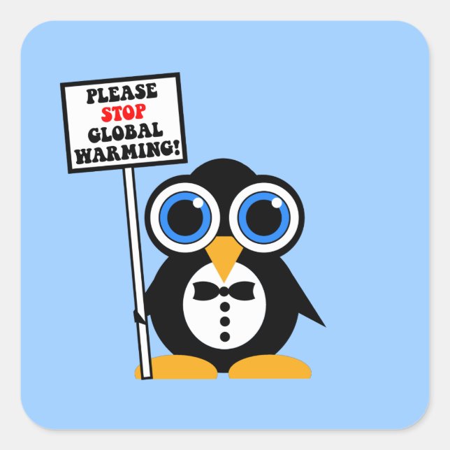 Stoppt die globale Erwärmung Quadratischer Aufkleber (Vorderseite)