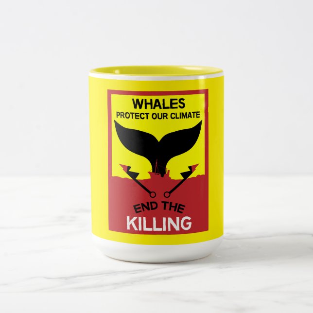 Stoppt die Waljagd | Verbot des Schutzes der Meere Zweifarbige Tasse (Mittel)