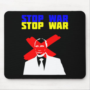 Stoppt Krieg Anti Putin Gesicht Ukrainische Flagge Mousepad