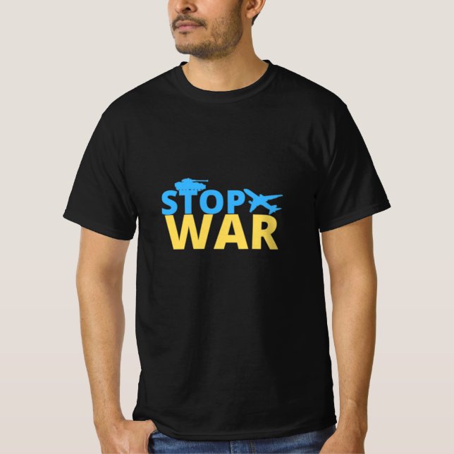 Stoppt Krieg in ukrainischem T - Shirt (Vorderseite)