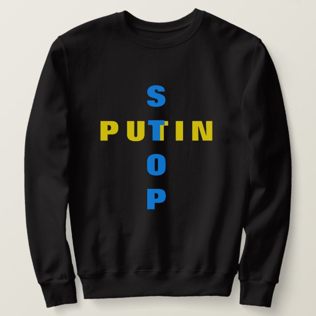 Stoppt Putin den Krieg T - Shirt Ukraine Fahne Ukr (Design vorne)