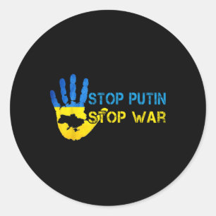 Stoppt Putin Stoppt den Krieg Unterstützt die Ukra Runder Aufkleber