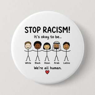 Stoppt Rassismus, wir sind alle Menschen Button