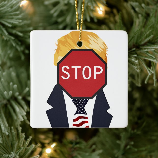 Stoppt Trump-Ornament Keramikornament (Baum)