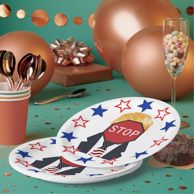 Stoppt Trump-Papierplatte Pappteller (Multi)