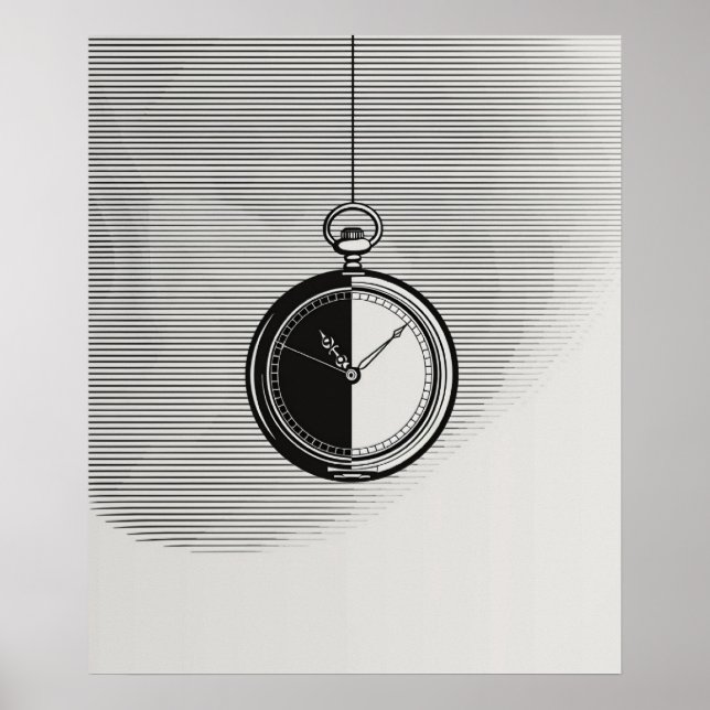 Stoppuhr moderne minimalistische Linienart Poster (Vorne)
