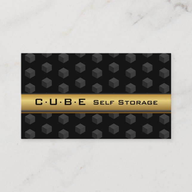 Storage Business Card Cube Box Black Gold 3D Visitenkarte (Vorderseite)