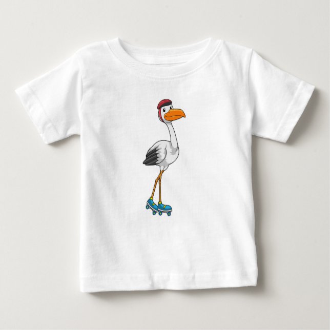 Storch als Inline-Skater mit Roller-Skaten Baby T-shirt (Vorderseite)
