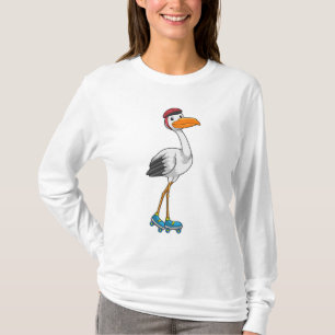 Storch als Inline-Skater mit Roller-Skaten T-Shirt