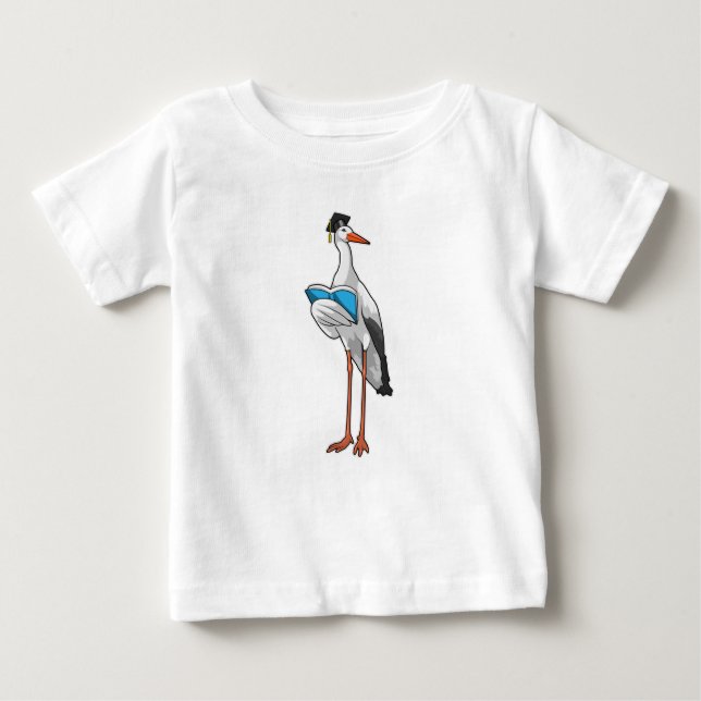 Storch als Lehrer mit Buch Baby T-shirt (Vorderseite)