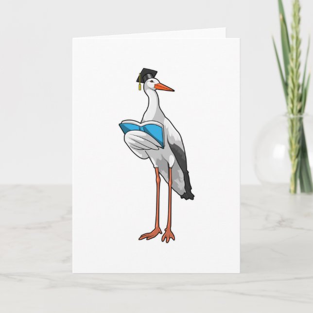 Storch als Lehrer mit Buch Karte (Vorderseite)