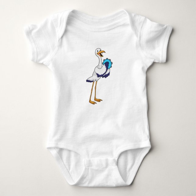 Storch als Musiker mit Tambourine Baby Strampler (Vorderseite)