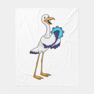 Storch als Musiker mit Tambourine Fleecedecke