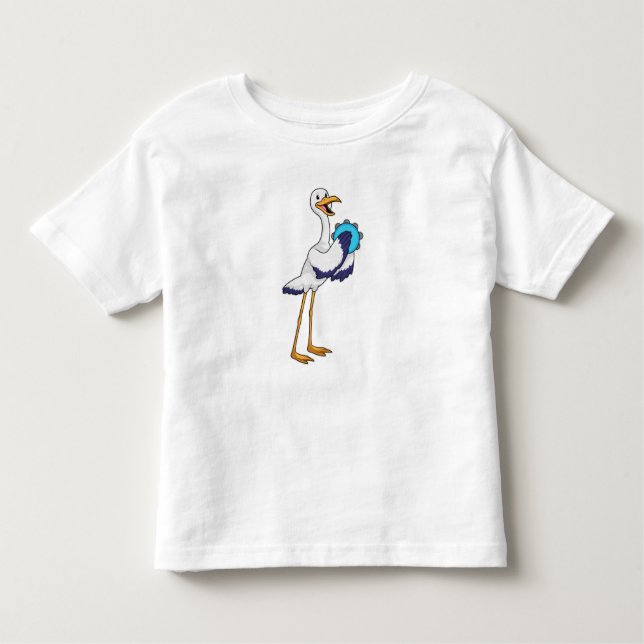 Storch als Musiker mit Tambourine Kleinkind T-shirt (Vorderseite)