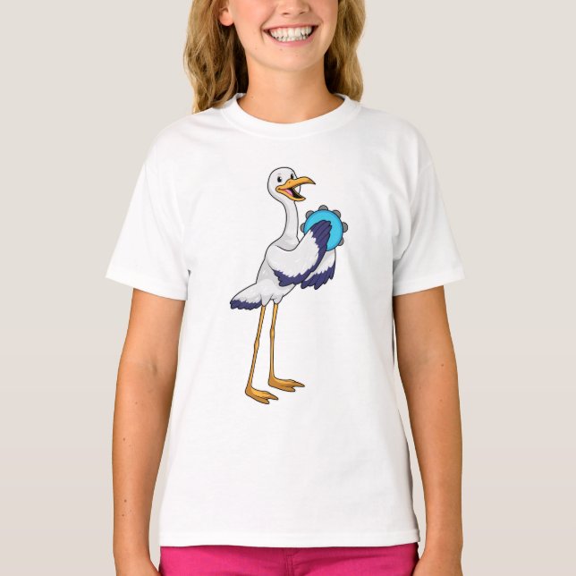 Storch als Musiker mit Tambourine T-Shirt (Vorderseite)