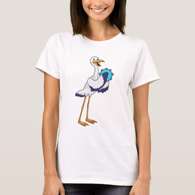 Storch als Musiker mit Tambourine T-Shirt (Vorderseite)