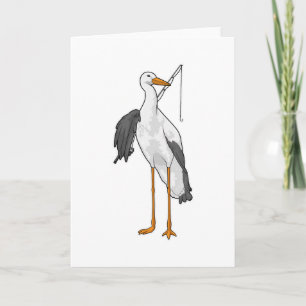 Storch Angeln Fischer Angelrute Karte