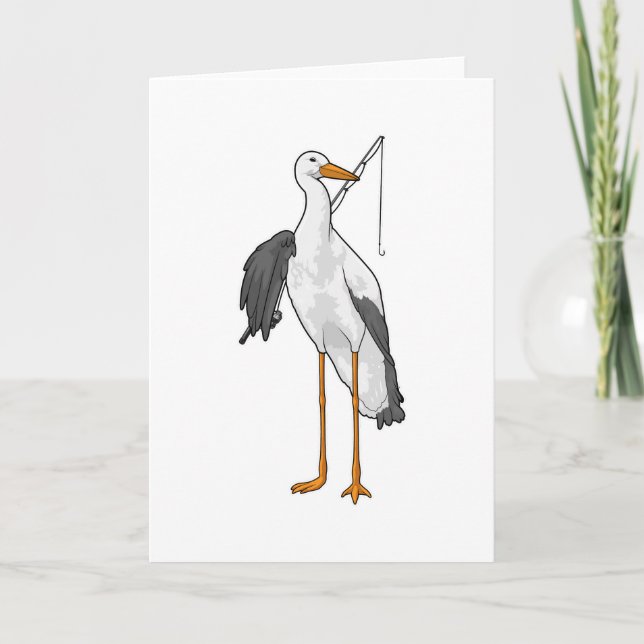 Storch Angeln Fischer Angelrute Karte (Vorderseite)
